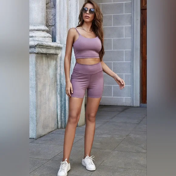 High Rise Wide Waistband Athletic Back Pocket Yoga Activewear Biker Shorts - Picture 6 of 10